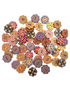 100 Botones de Madera Vintage 25mm 2 Agujeros Mahaohao
