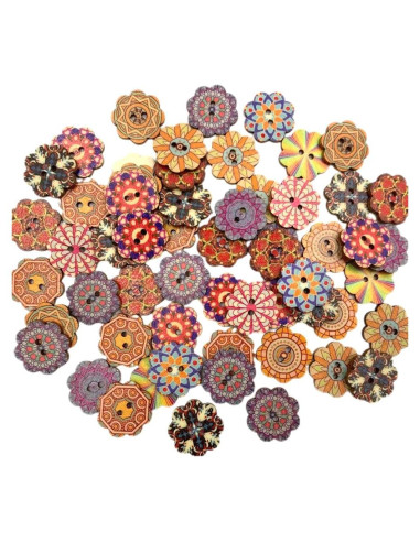 100 Botones de Madera Vintage 25mm 2 Agujeros Mahaohao