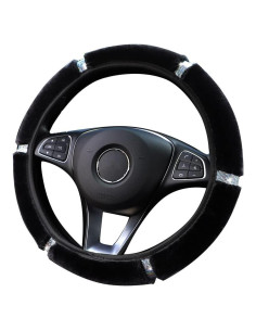 Cubierta de Volante MRTIOO de Terciopelo Negro 38 cm con Cristales