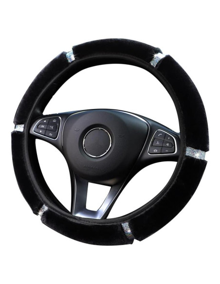 Cubierta de Volante MRTIOO de Terciopelo Negro 38 cm con Cristales