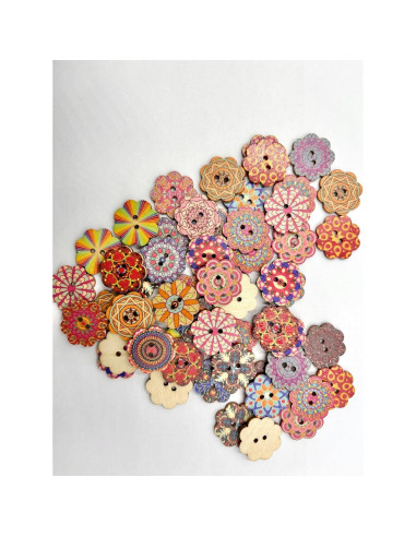 100 Botones de Madera Vintage 25mm 2 Agujeros Mahaohao