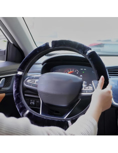 Cubierta de Volante MRTIOO de Terciopelo Negro 38 cm con Cristales 2