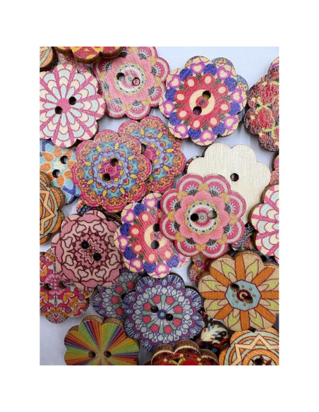 100 Botones de Madera Vintage 25mm 2 Agujeros Mahaohao