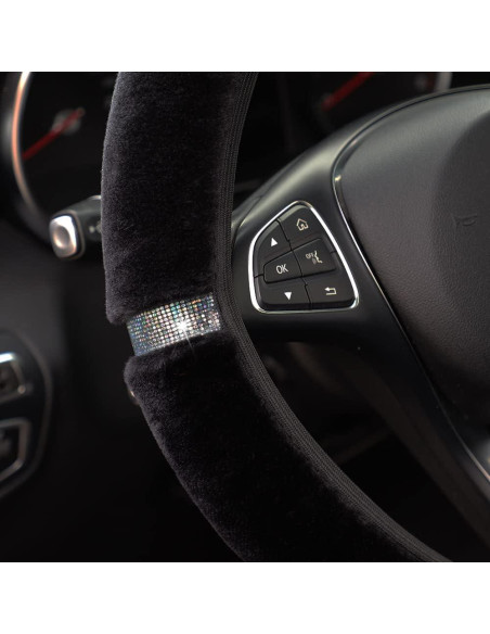 Cubierta de Volante MRTIOO de Terciopelo Negro 38 cm con Cristales