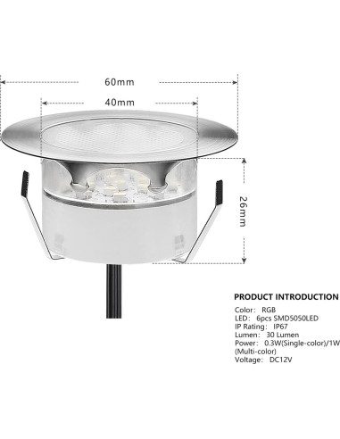 Kits de luces LED empotradas RGB YZGWZLD 6 paquetes 5.99 cm