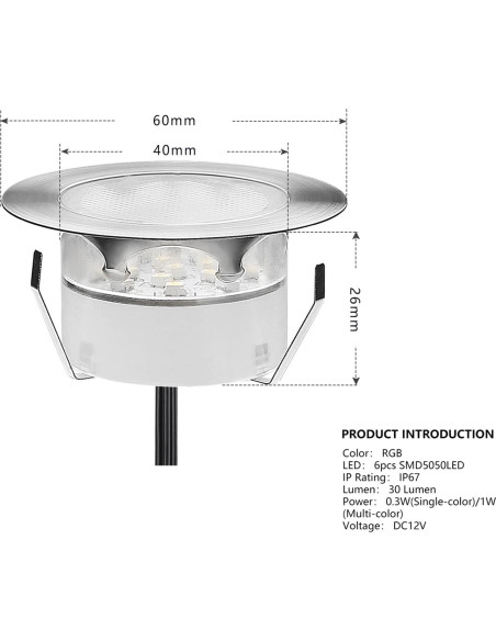 Kits de luces LED empotradas RGB YZGWZLD 6 paquetes 5.99 cm