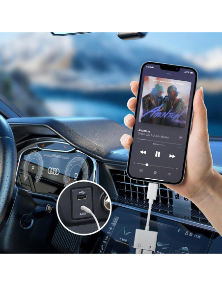 Adaptador Lightning a Jack 3.5mm 2 en 1 Apple MFi para iPhone