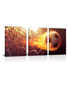 Arte de Pared de Fútbol RnnJoile 3 Piezas 30x40cm Lienzo HD