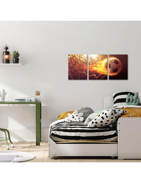 Arte de Pared de Fútbol RnnJoile 3 Piezas 30x40cm Lienzo HD Arte de Pared de Fútbol RnnJoile 3 Piezas 30x40cm Lienzo HD