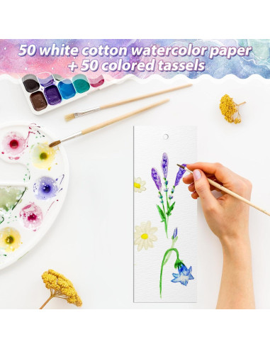 100 Marcadores en Blanco de Papel Acuarela Skyygemm 14x5cm