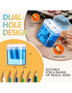 Paquete de 60 Sacapuntas Manuales Shemira Doble Orificio 2