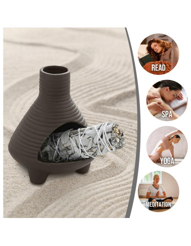 Soporte de Palo Santo BENEONY UMAIL Cerámica Gris 16.5x13.5cm