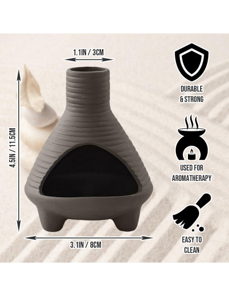 Soporte de Palo Santo BENEONY UMAIL Cerámica Gris 16.5x13.5cm