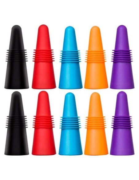 10 Tapones de Silicona para Vino CNYMANY - Reutilizables y Antideslizantes