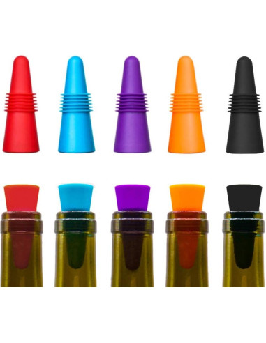 10 Tapones de Silicona para Vino CNYMANY - Reutilizables y Antideslizantes