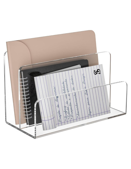 Soporte de Archivos Acrílico Sezanrpt 2 Compartimentos 22.86x11.18x14.99 cm