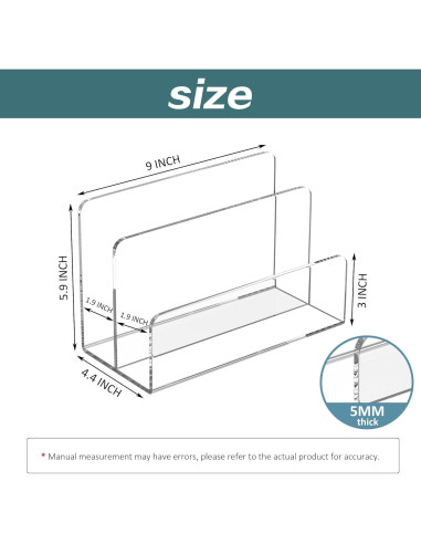 Soporte de Archivos Acrílico Sezanrpt 2 Compartimentos 22.86x11.18x14.99 cm
