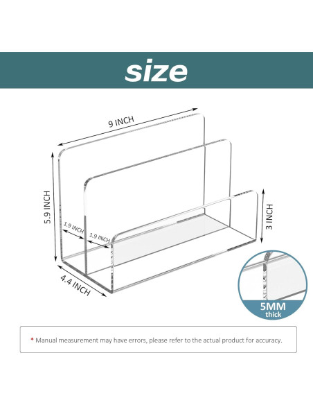 Soporte de Archivos Acrílico Sezanrpt 2 Compartimentos 22.86x11.18x14.99 cm