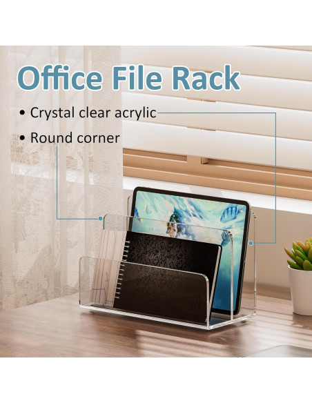 Soporte de Archivos Acrílico Sezanrpt 2 Compartimentos 22.86x11.18x14.99 cm