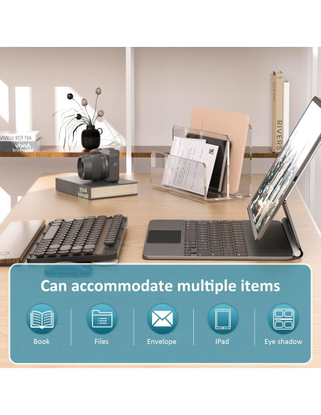 Soporte de Archivos Acrílico Sezanrpt 2 Compartimentos 22.86x11.18x14.99 cm