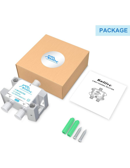 Divisor Coaxial Keliiyo 2 Vías 5-2500MHz para TV y Satélite