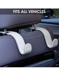 Ganchos de Cuero AMVOYOA para Reposacabezas de Auto - Beige, 2 Pzs 2