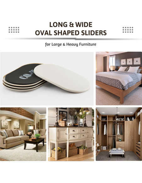 Deslizadores de Muebles Ovalados CO-Z 24.1 cm - Paquete de 4