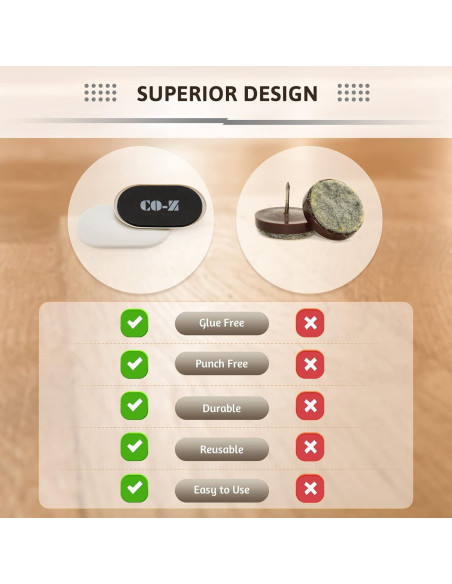 Deslizadores de Muebles Ovalados CO-Z 24.1 cm - Paquete de 4