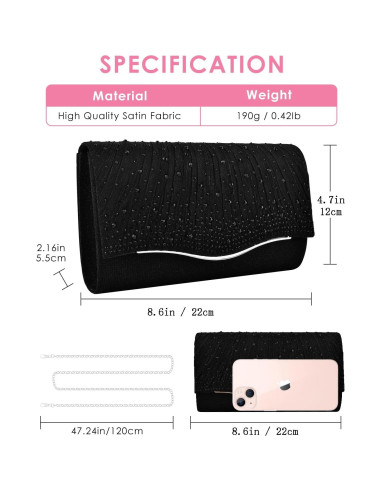 Bolsos de Mano TINDTOP para Mujeres - Clutch de Noche Suede