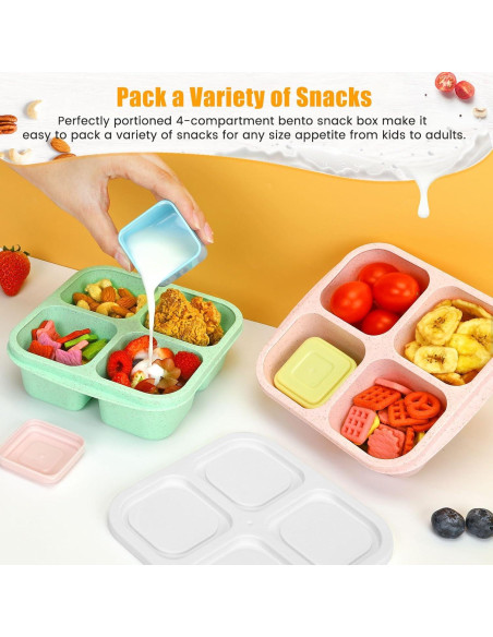 Contenedores de Snack Caperci Bento 4 Compartimentos - 4 Piezas
