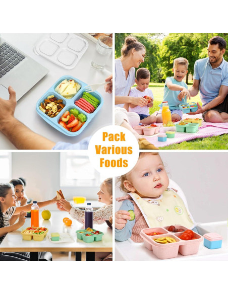 Contenedores de Snack Caperci Bento 4 Compartimentos - 4 Piezas