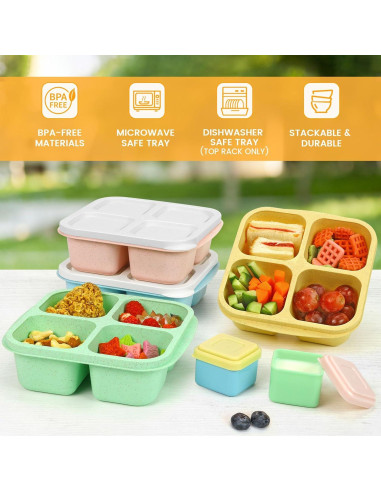 Contenedores de Snack Caperci Bento 4 Compartimentos - 4 Piezas