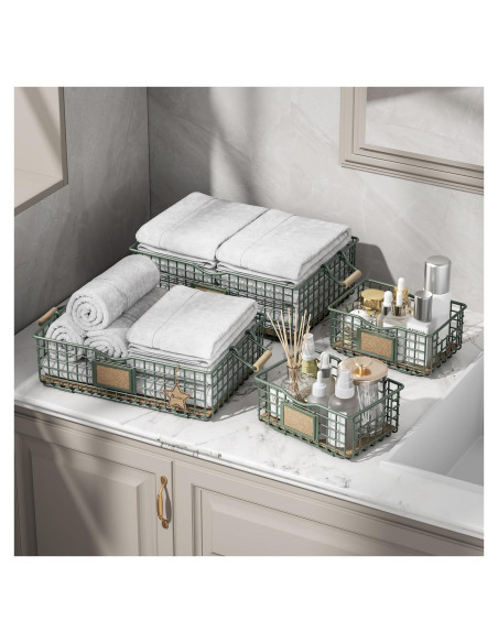 Set de 4 Cestas de Almacenamiento Qcold Verde Salvia