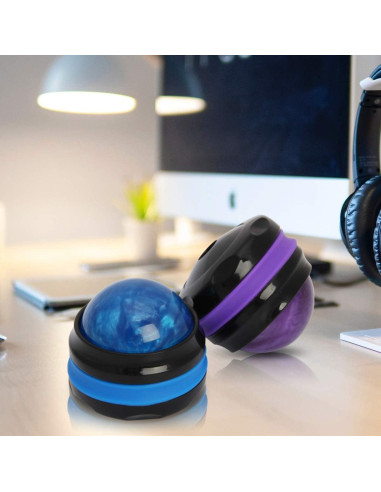 Bola de Masaje Coolrunner QT - Paquete de 2, 12cm, Azul y Morado