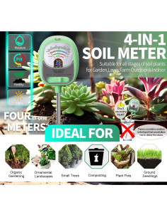Kit de Prueba de Suelo 4-en-1 HSLGOVE - Medidor de pH, Humedad y Luz 2