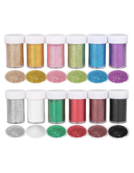 Set de 12 Colores de Brillantina Fina PIXGLITTER 192.78 g