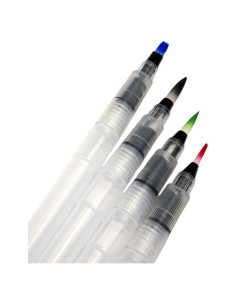 Set de 4 Pinceles de Acuarela ERCENTURY - Punta Plana y Diferentes Tamaños