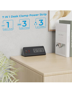 Regleta de Carga 7 en 1 Haiao con 3 Salidas AC y USB 2