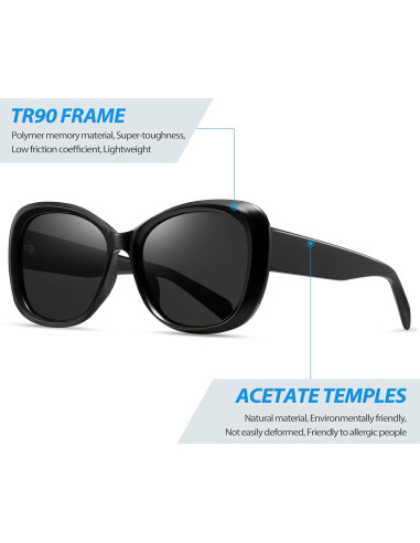 Gafas de sol Joopin de acetato grandes con protección UV polarizada