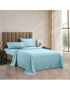 Conjunto de Sábanas Microfibra Celine Linen Individual Aqua 1800 Hilos 2