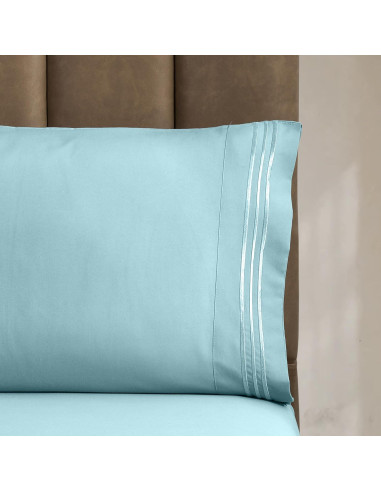 Conjunto de Sábanas Microfibra Celine Linen Individual Aqua 1800 Hilos