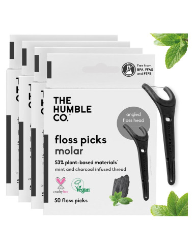 Palillos de Hilo Dental The Humble Co. 200 Unidades Carbón
