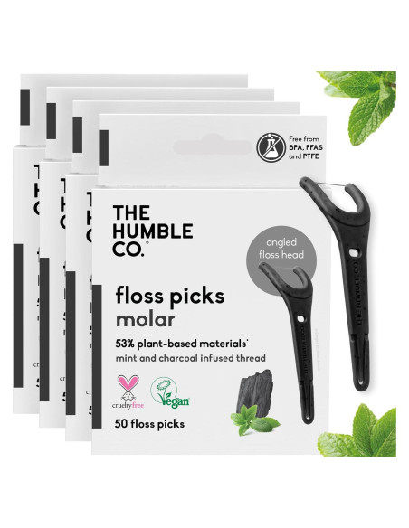 Palillos de Hilo Dental The Humble Co. 200 Unidades Carbón