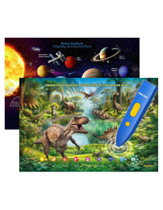 Póster Interactivo Bilingüe Qiaojoy Dinosaurios y Espacio