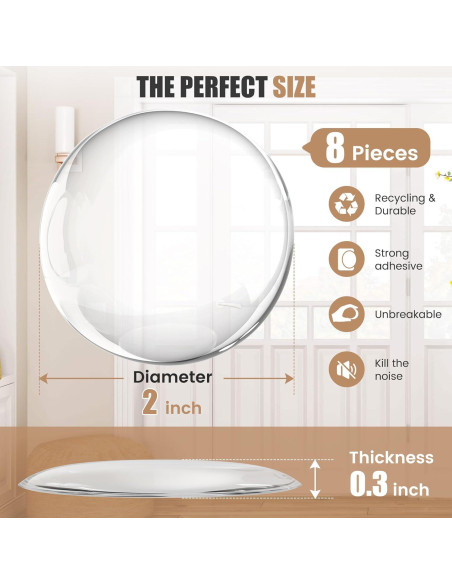 Topes de Puerta Crosize 8 Piezas 5.08 cm Adhesivo Fuerte