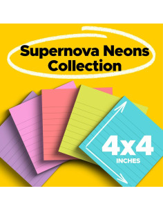Notas Post-it Súper Adhesivas Neones Supernova 10.16 cm - 6 Blocs 2