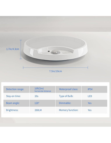 Luz de Techo LED Inalámbrica HM SLK246 con Sensor de Movimiento