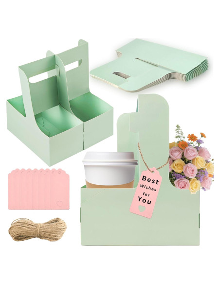 Portavasos Plegables Turmaster para 2 Tazas - Paquete de 8 Verde