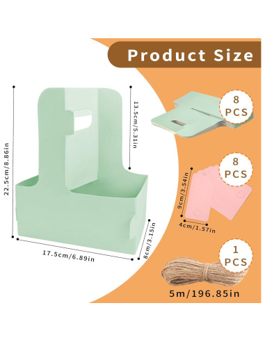 Portavasos Plegables Turmaster para 2 Tazas - Paquete de 8 Verde