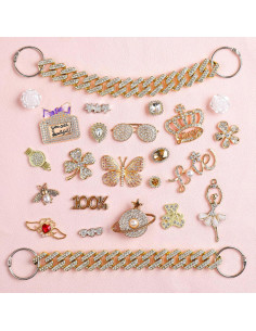24 Piezas Encantos Brillantes para Zapatos Dorados - Decoración de Joyería 2